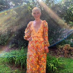 For Love And Lemons Winnie Embroidered Maxi Dress